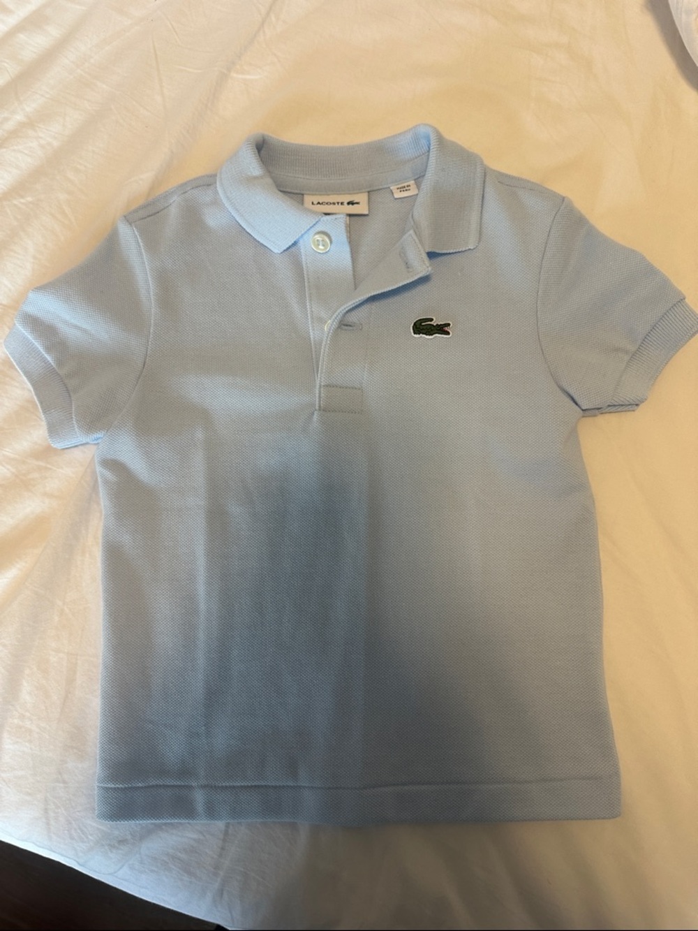 Lacoste Kids Light Blue Pique Polo Shirt size 2T